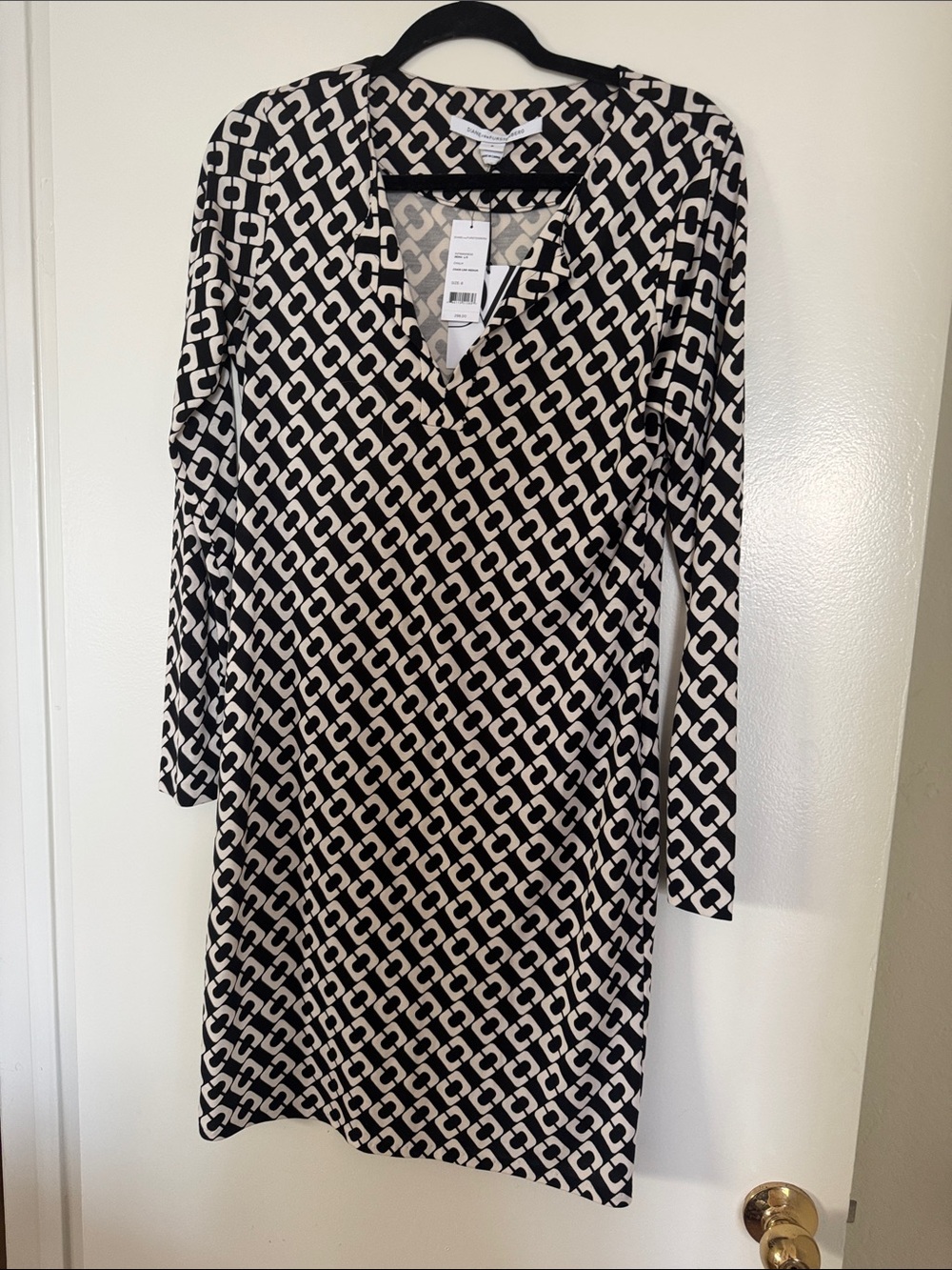 NWT dress geometric chain link print SILK